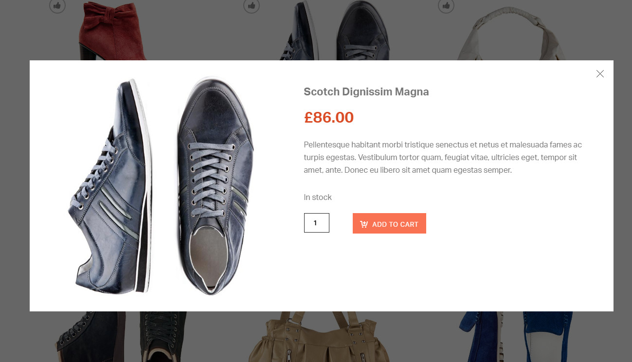 워드프레스 쇼핑몰 퀵뷔 예시