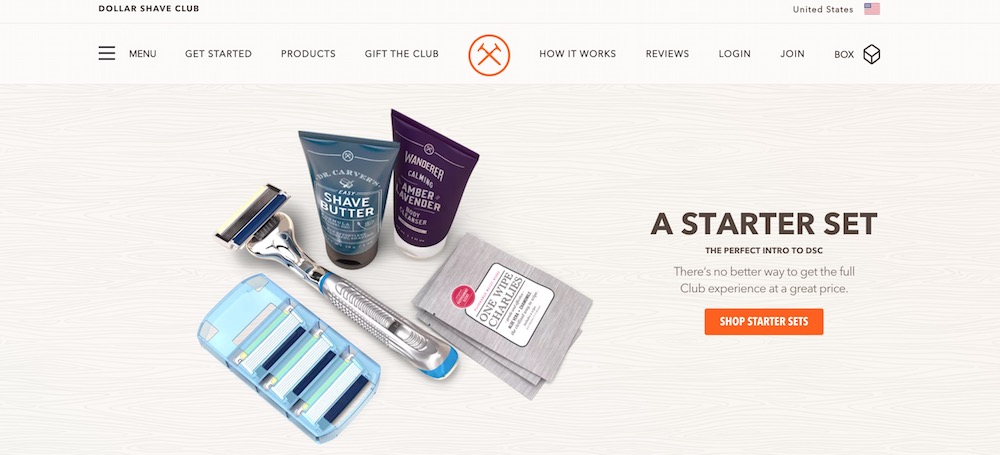 달러 쉐이브 클럽 사이트 화면